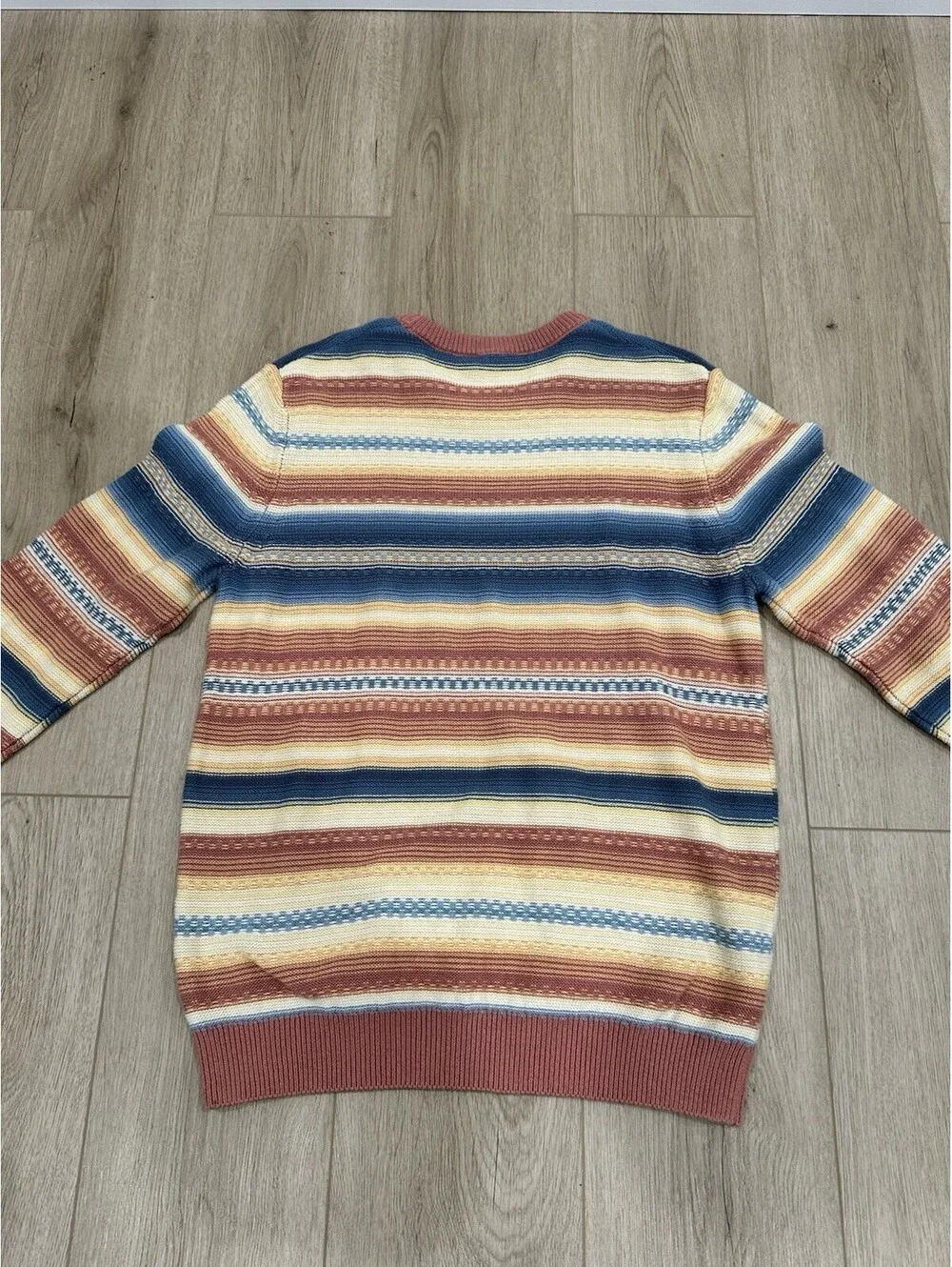 Faherty Stripe Crewneck Sweater Red Basin Ombré Men’s L Unisex Cotton - Cashmere